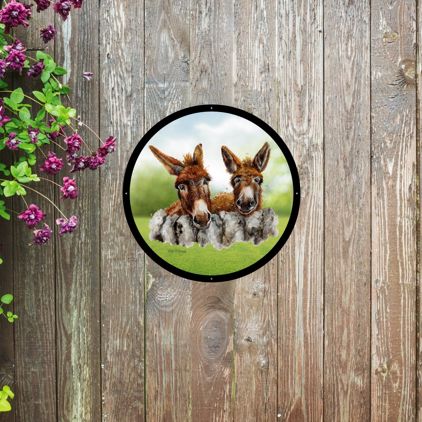 SunCatcher Garden Mirror Barney and Fred, Loveable Donkeys by Bree Merryn