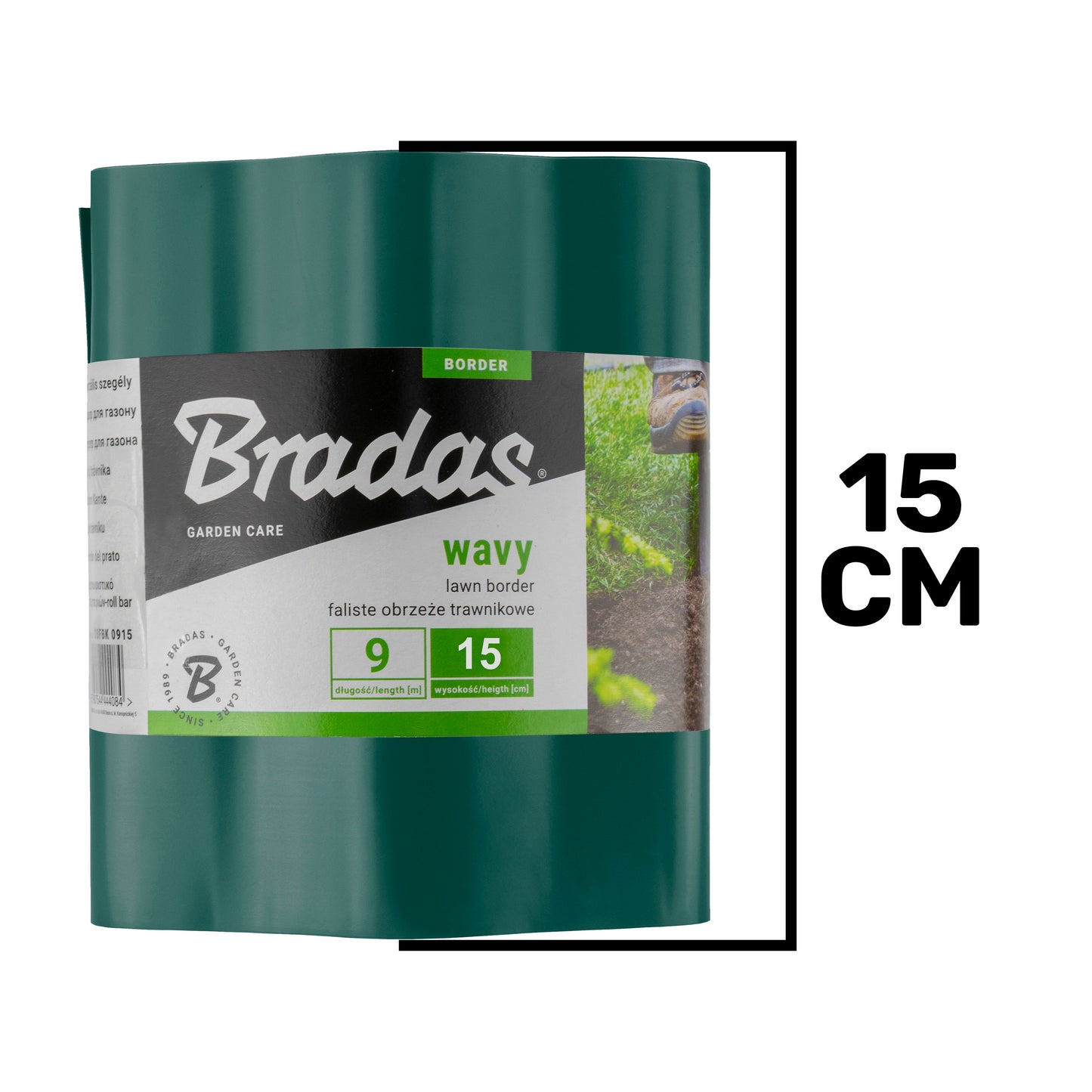 Wavy Plastic Garden Lawn Edging, H=15CM, L=9M, Green