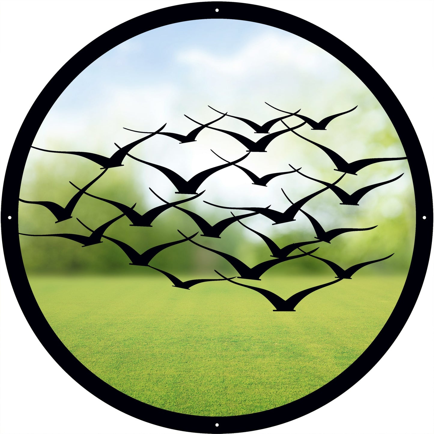 SunCatcher Garden Mirror Round Flock of Birds