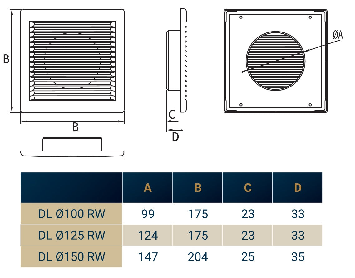 Louvre Vent White DL/100 RW LUX With Fly Mesh