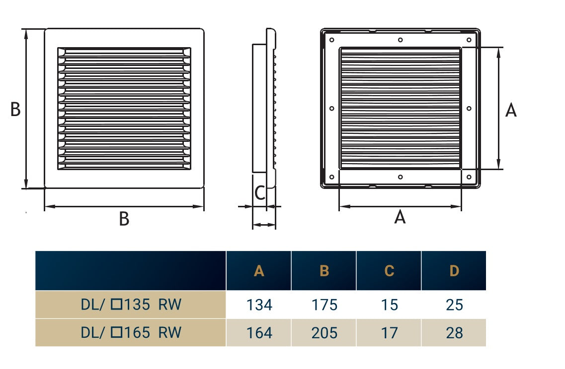 Louvre Vent White DL/135 RW LUX With Fly Mesh