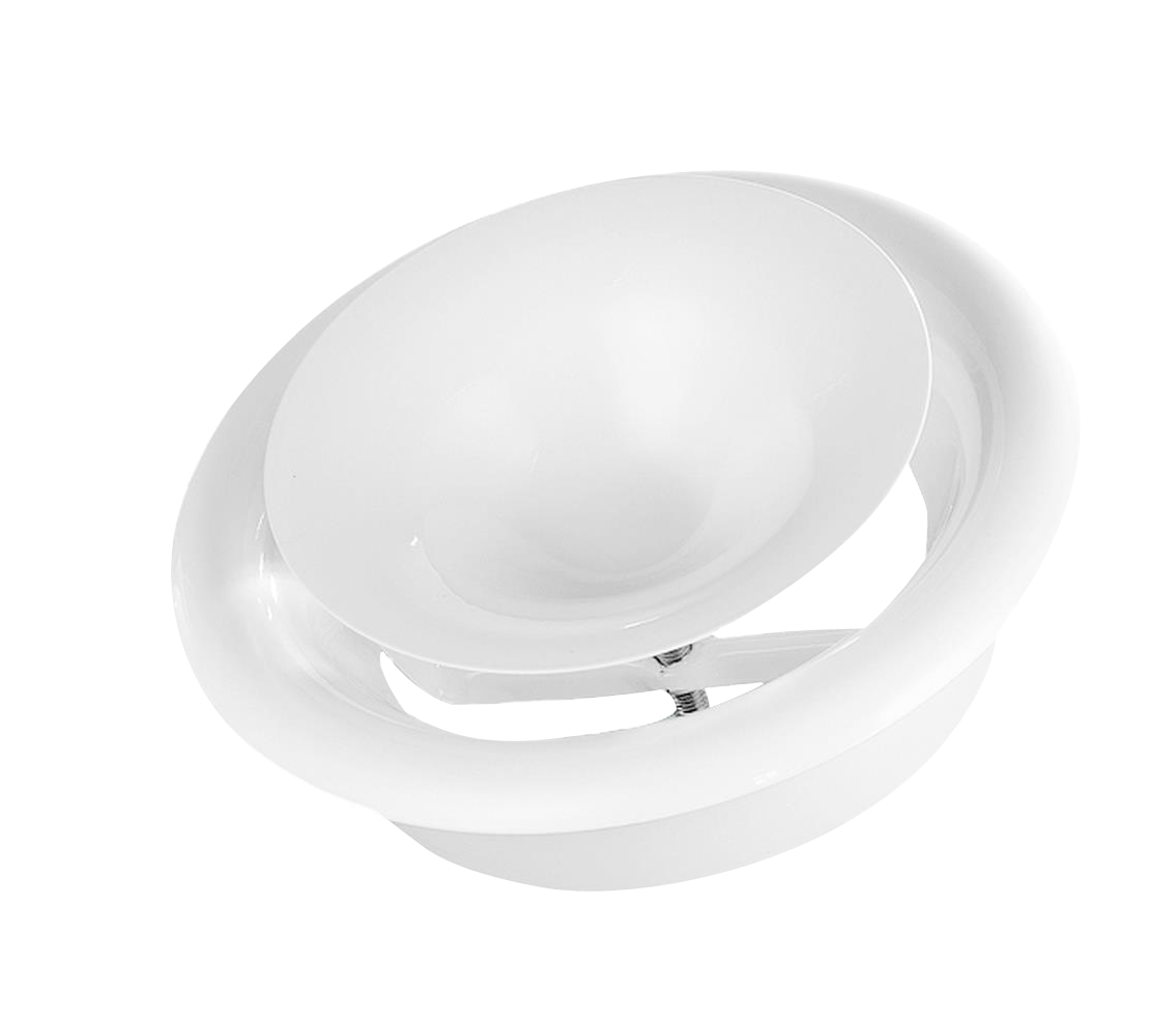 White Metal Extract Ceiling Valve 125mm - Anemostat SV