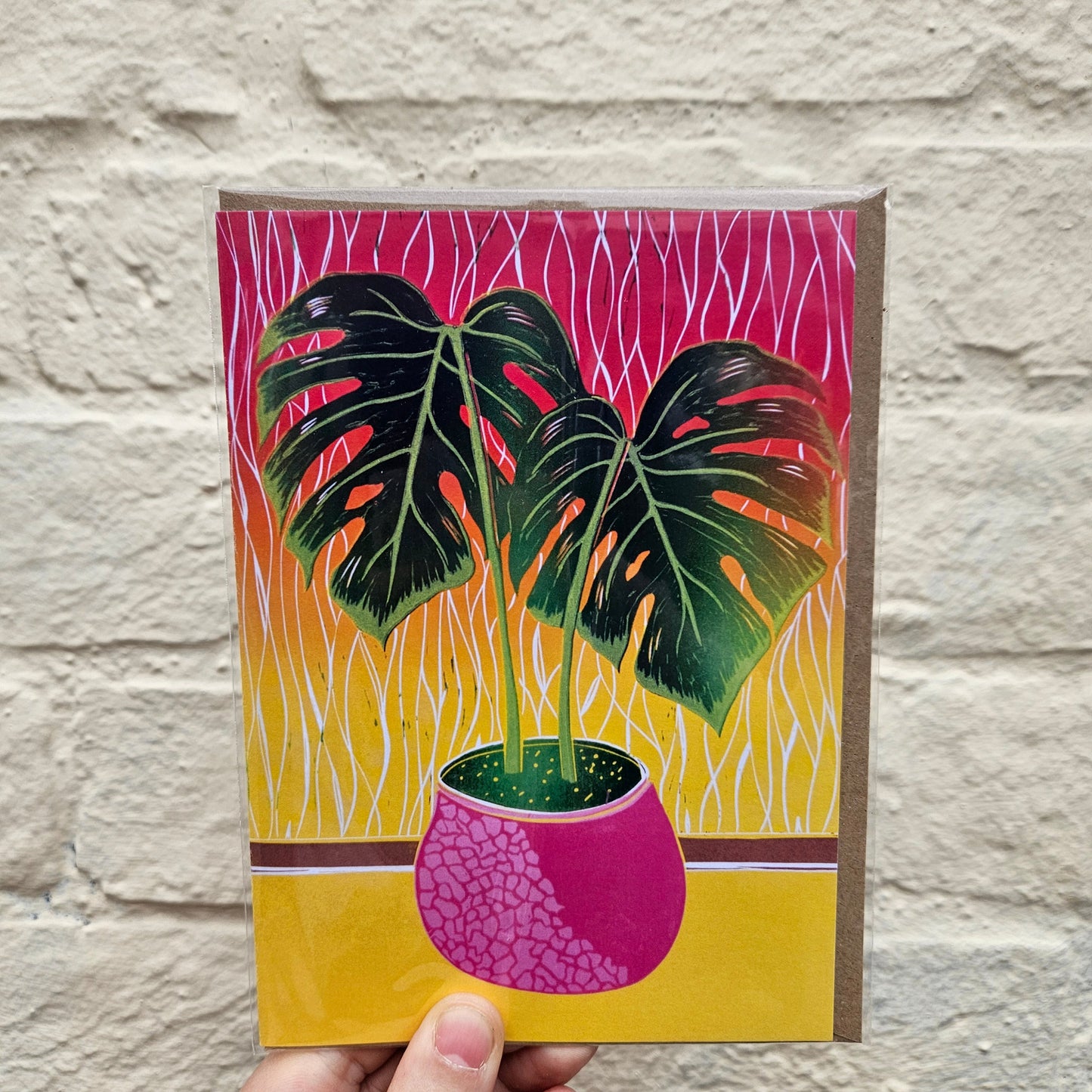 House plant linocut greeting cards by EJ Sparkles