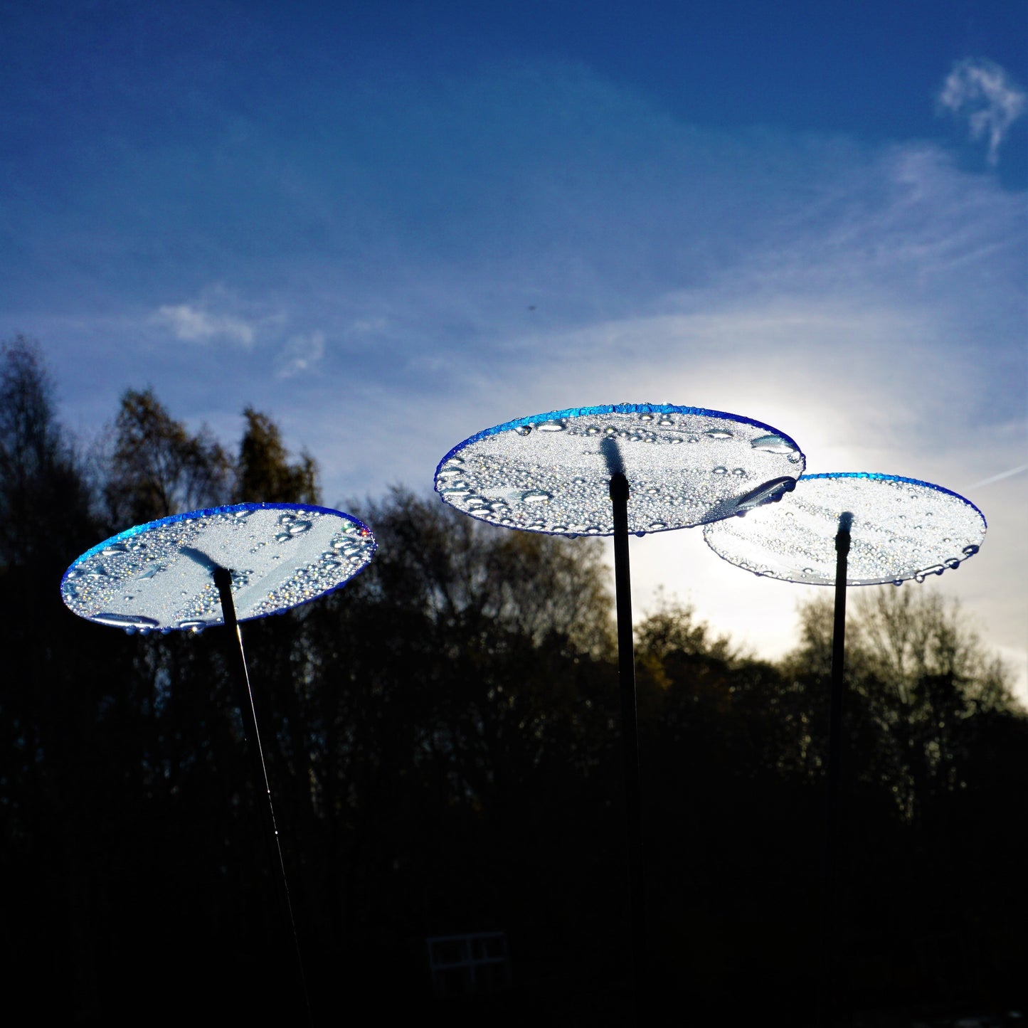 Large Garden Decor Ornaments Set of 3 'Sun Discs'