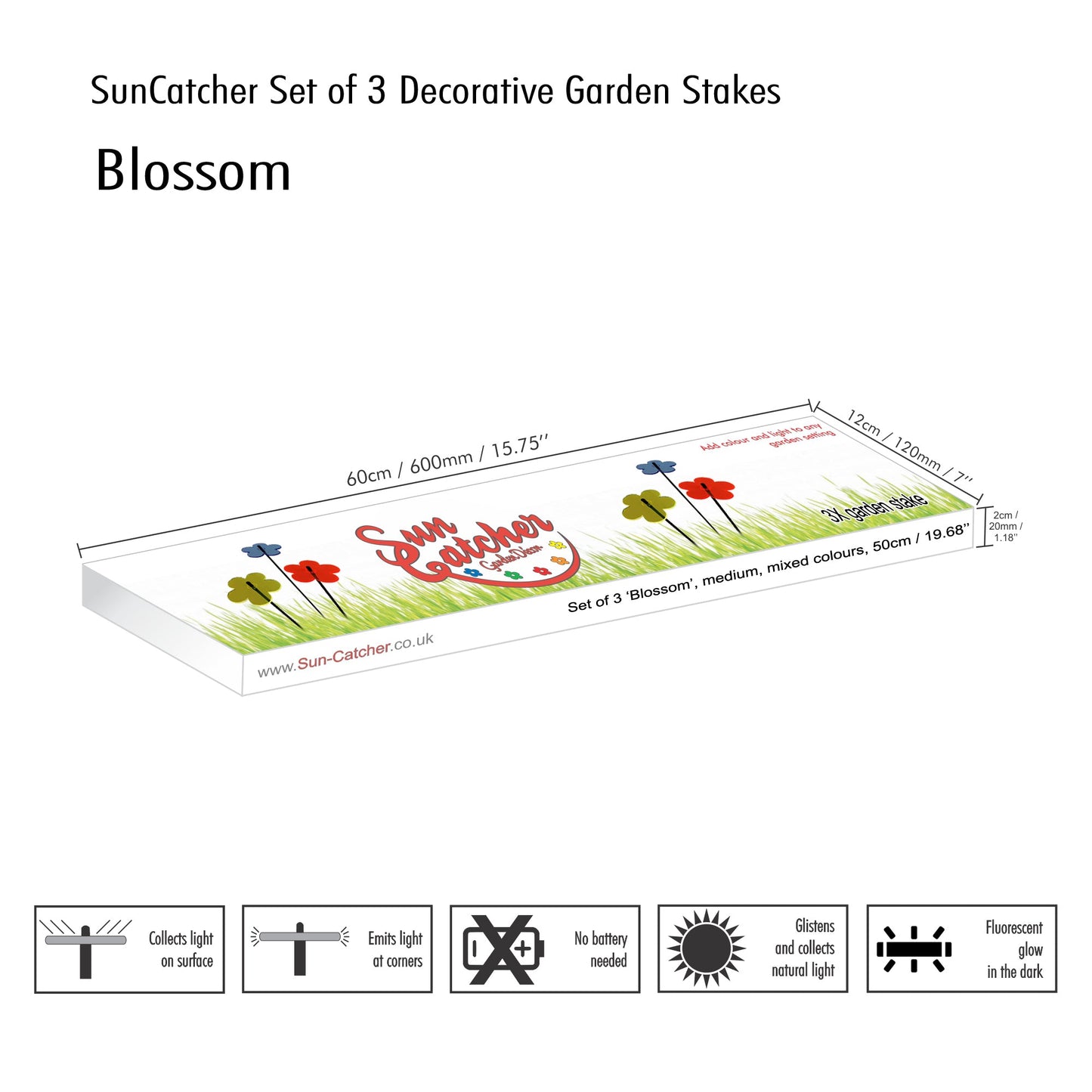 Garden Décor Ornaments Set of 3 'Blossoms'