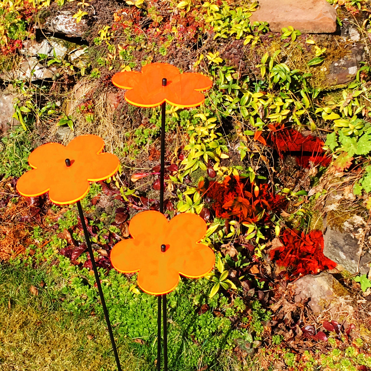 Large Garden Decor Ornaments Set of 3 'Blossoms'