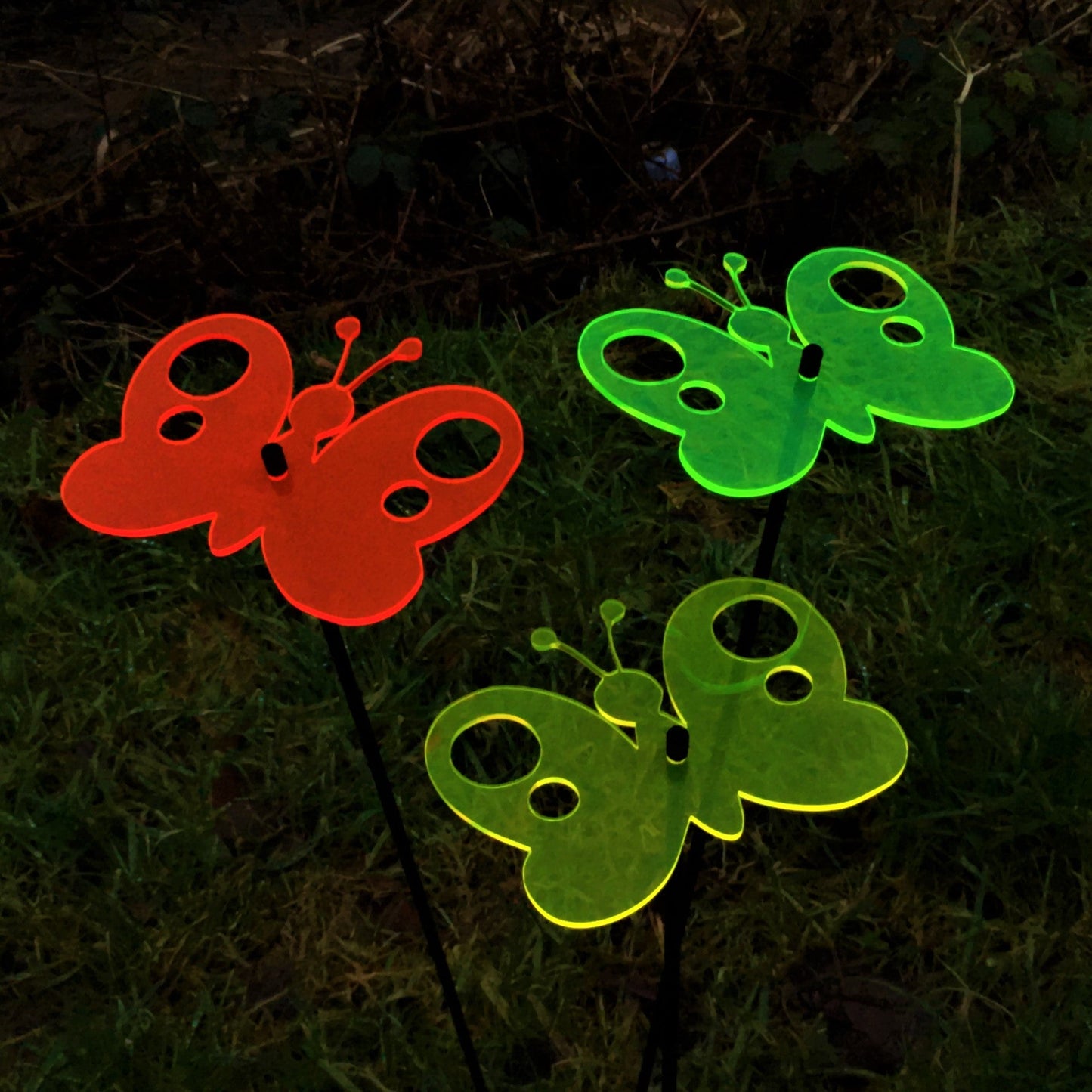 Large Garden Decor Ornaments Set of 3 'Peacock Butterflies'