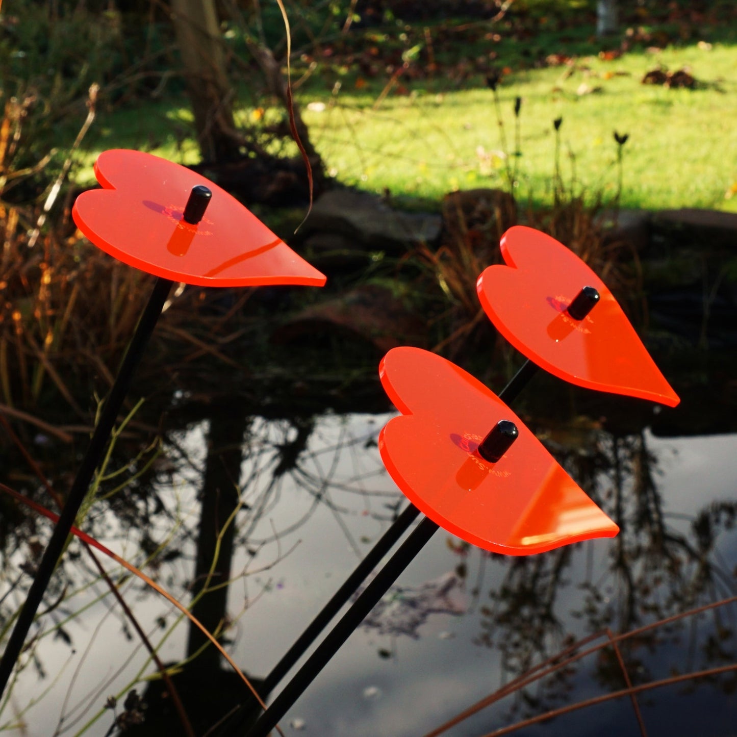 Garden Décor Ornaments Set of 3 'Hearts'