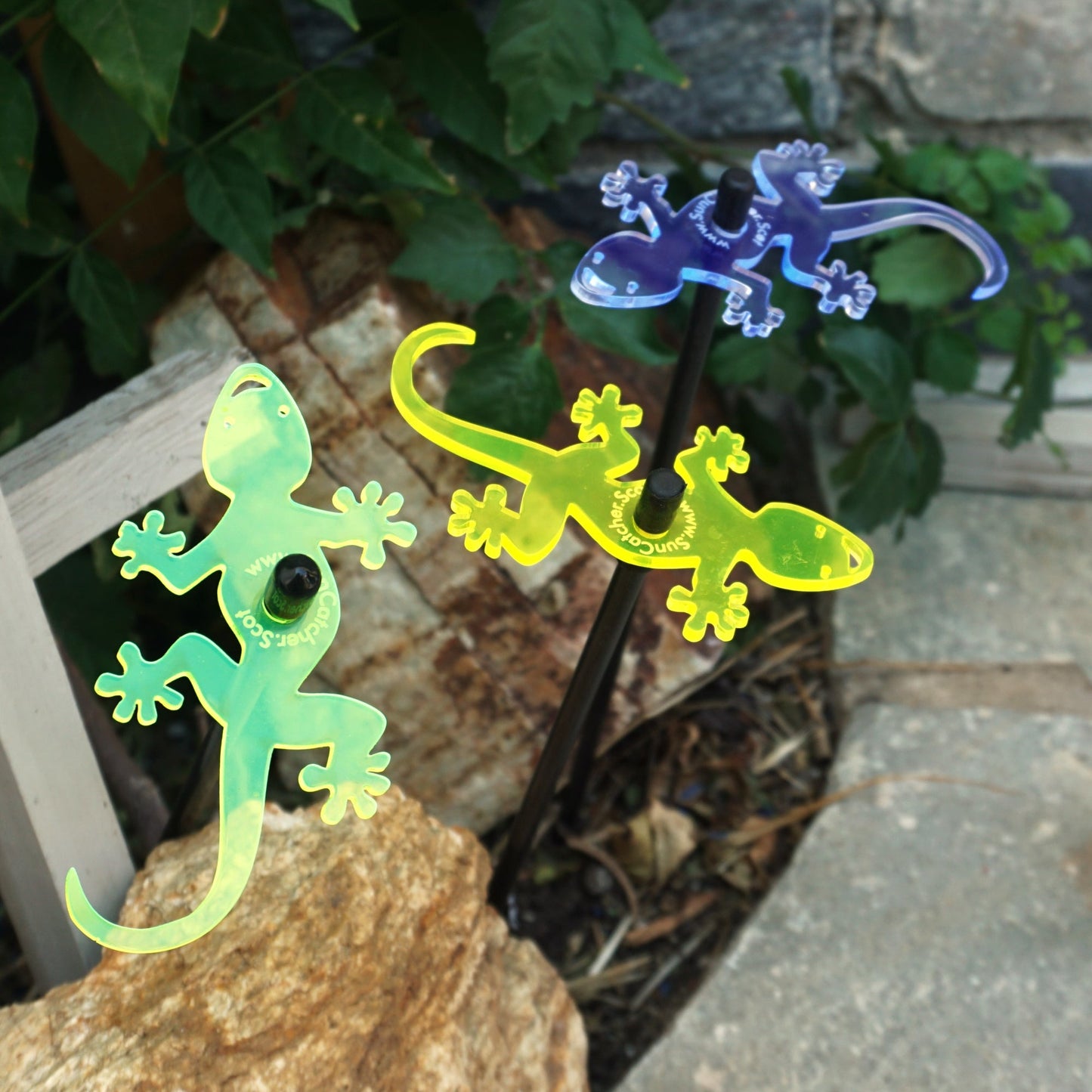 Medium Garden Décor Ornaments Set of 3 'Geckos'
