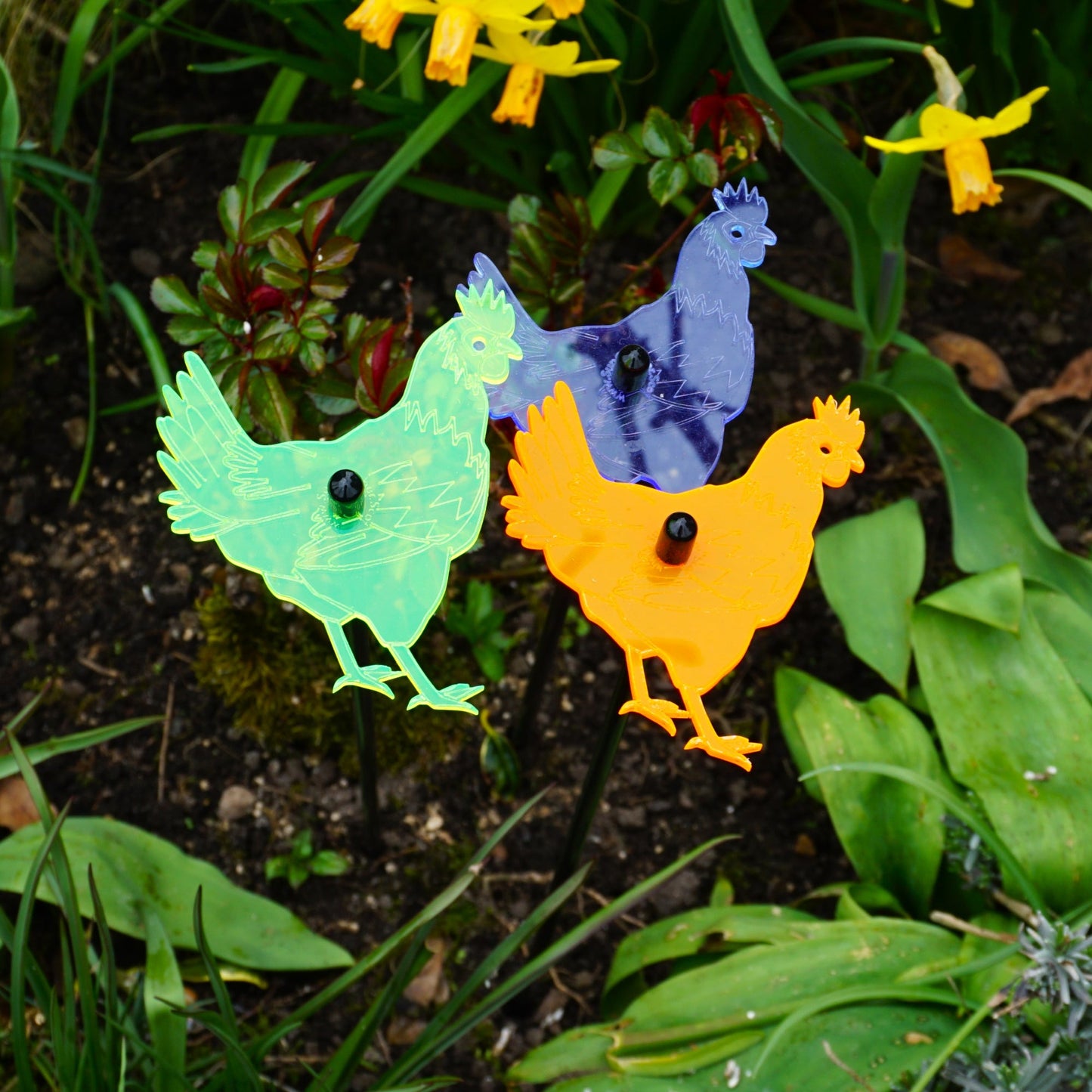 Medium SunCatcher Garden Decor Ornaments Set of 3 'Chicken'
