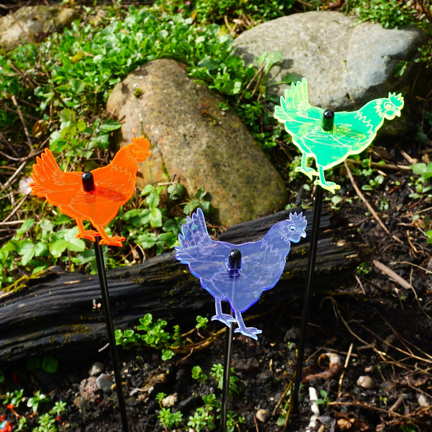 Medium SunCatcher Garden Decor Ornaments Set of 3 'Chicken'