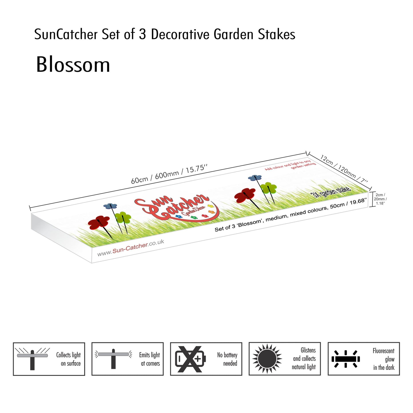 Garden Décor Ornaments Set of 3 'Blossoms'