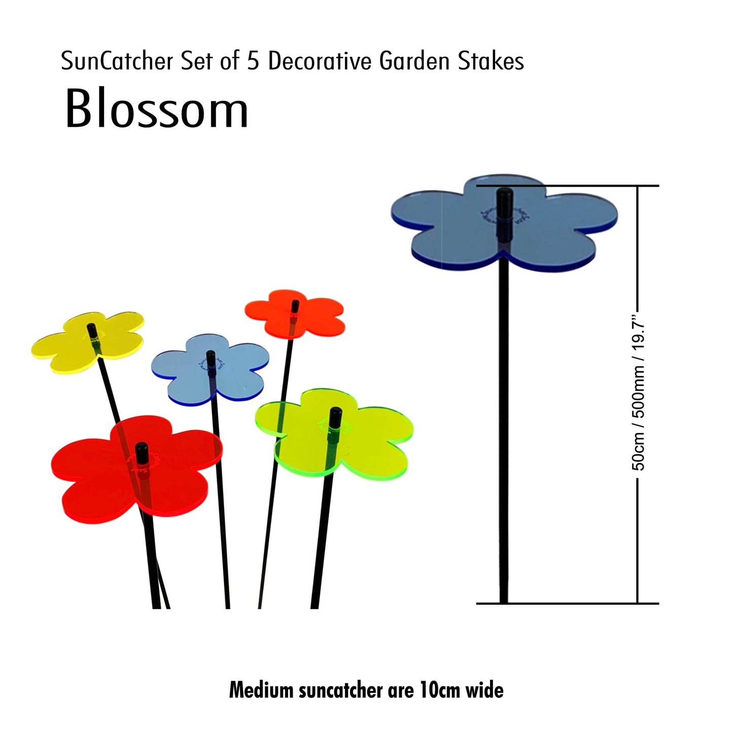 Garden Décor Ornaments Set of 5 'Blossoms' Medium