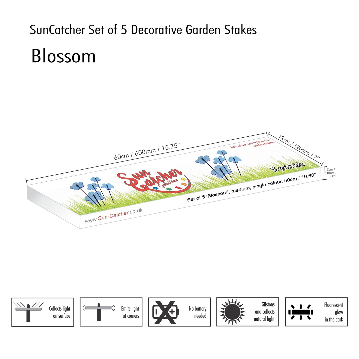 Garden Décor Ornaments Set of 5 'Blossoms' Medium