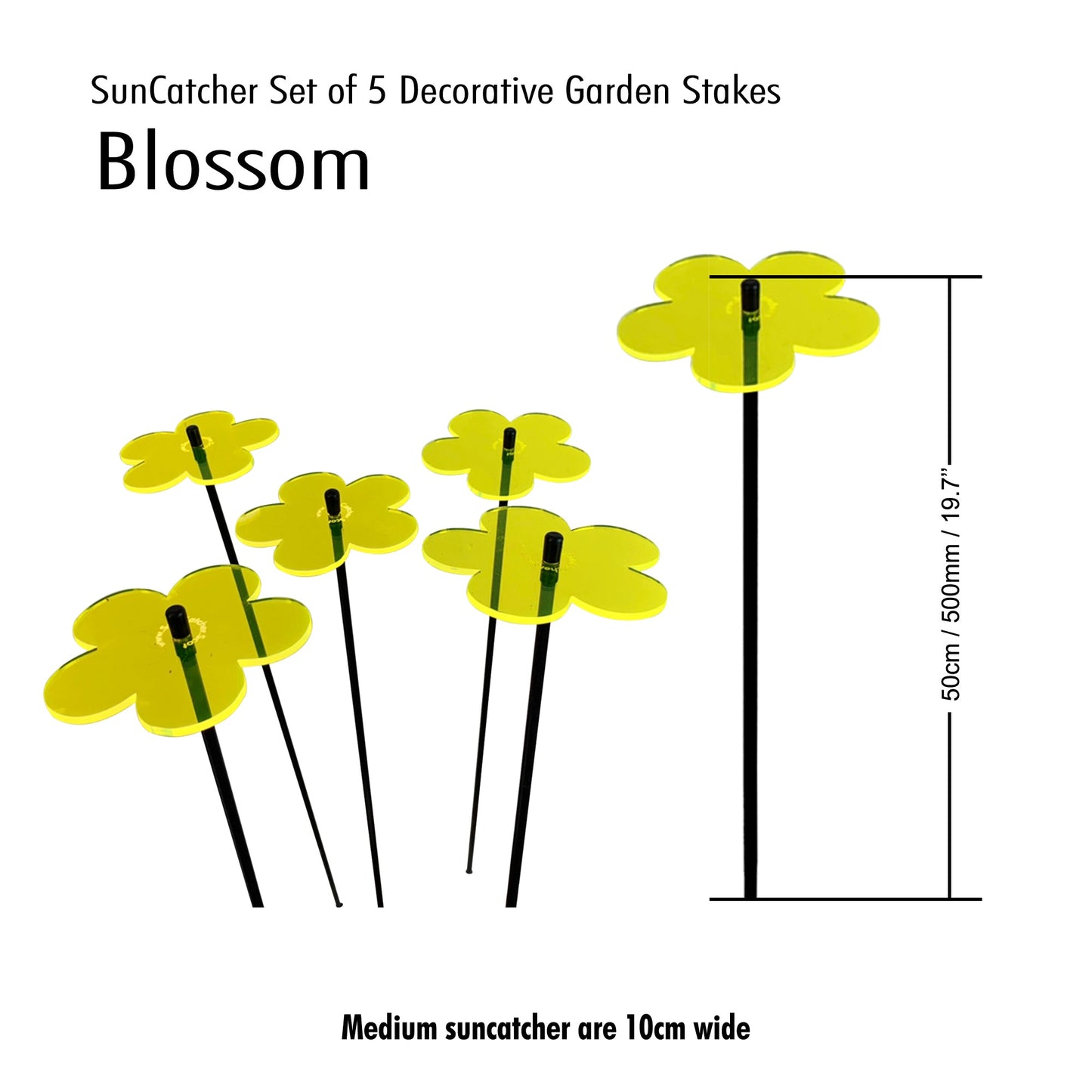 Garden Décor Ornaments Set of 5 'Blossoms' Medium