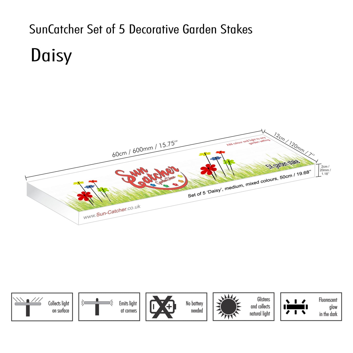 Garden Décor Ornaments Set of 5 'Daisies'