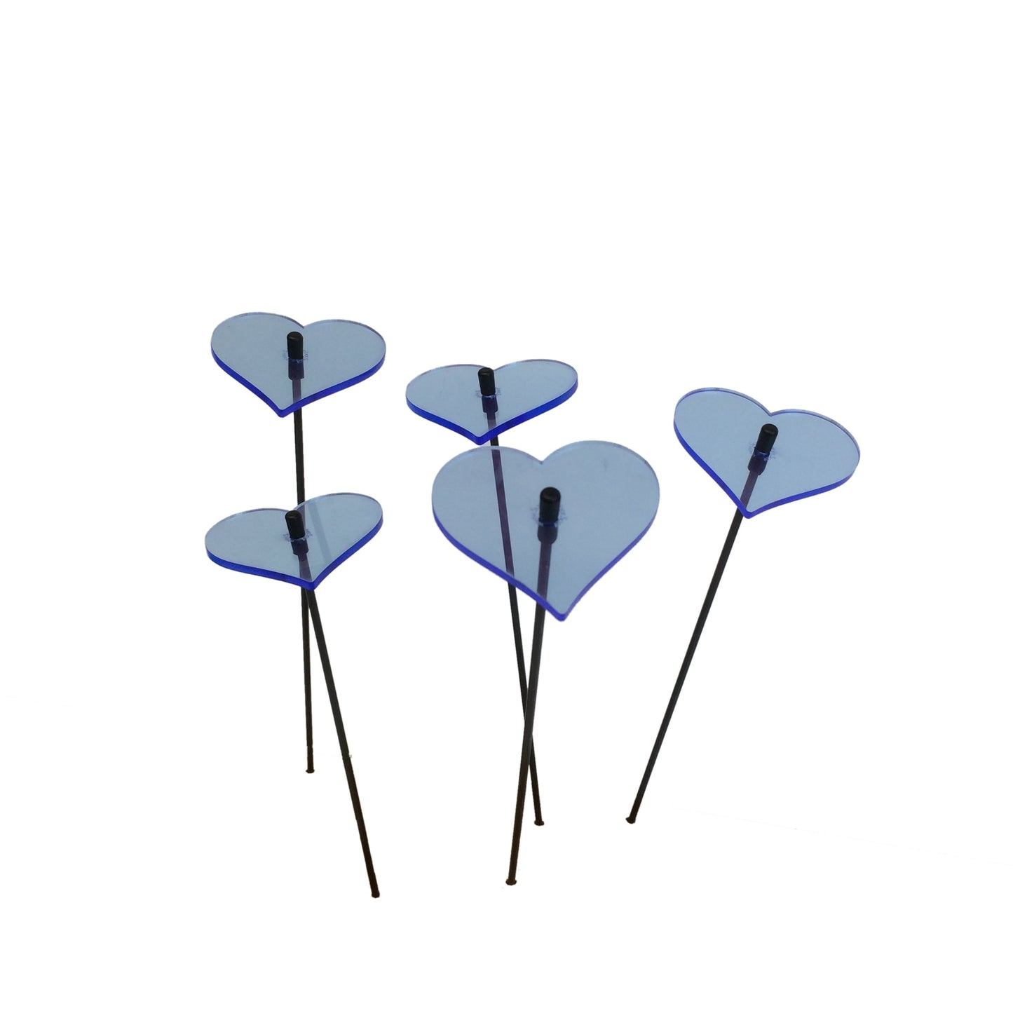 Small Garden Décor Ornaments Set of 5 'Hearts'