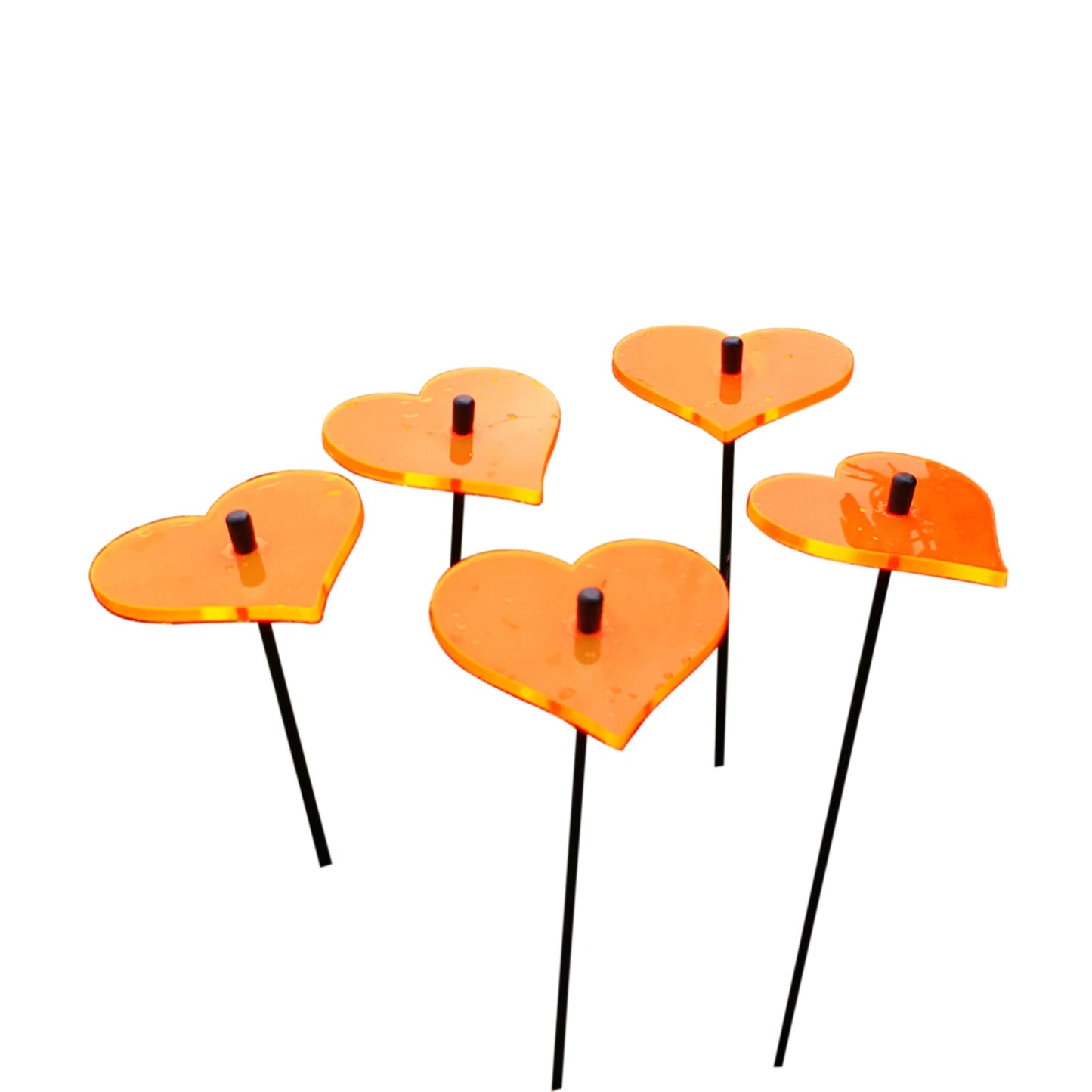 Small Garden Décor Ornaments Set of 5 'Hearts'