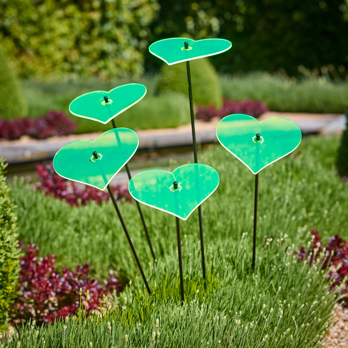 Large Garden Décor Ornaments Set of 5 'Hearts'