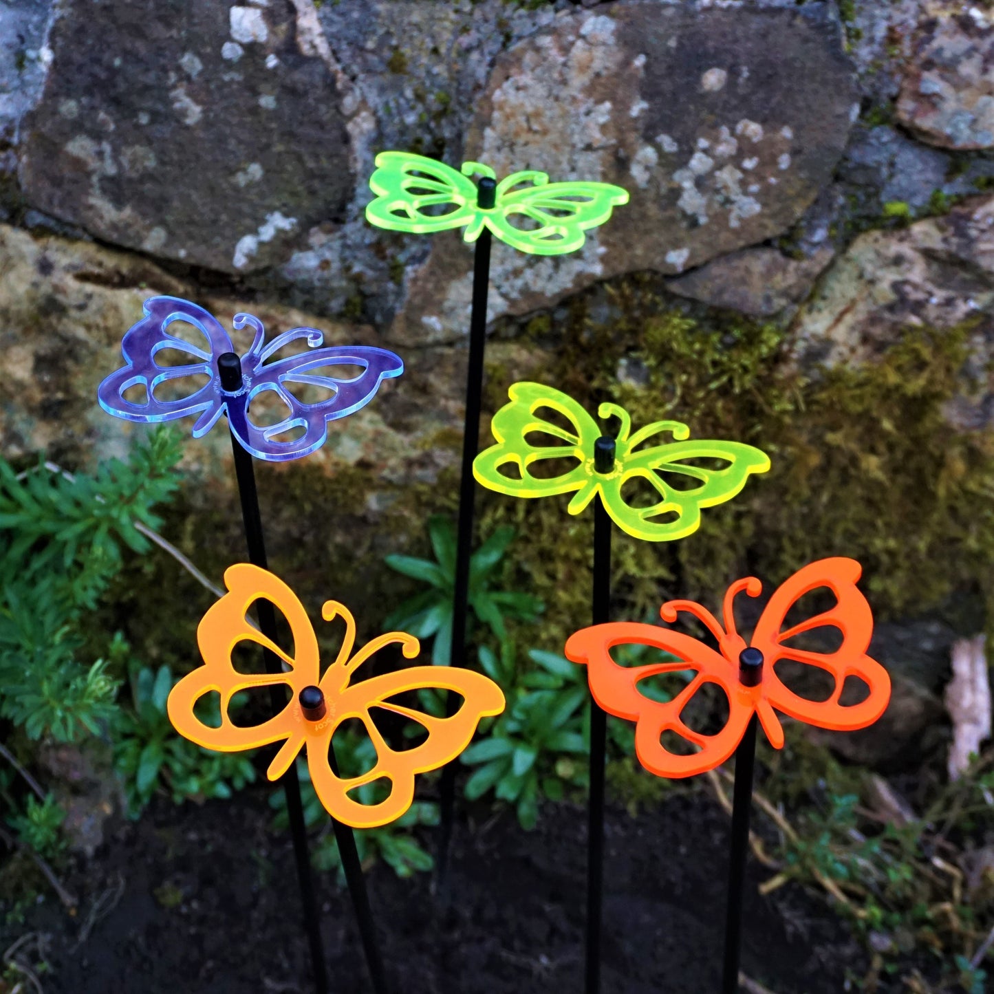 Garden Décor Ornaments Set of 5 'Comma Butterflies'