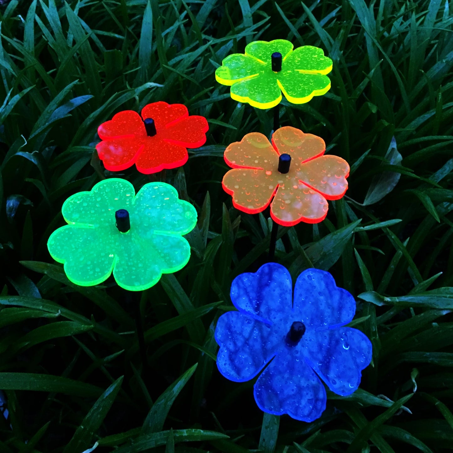 Small Garden Décor Ornaments Set of 5 'Double Blossom'