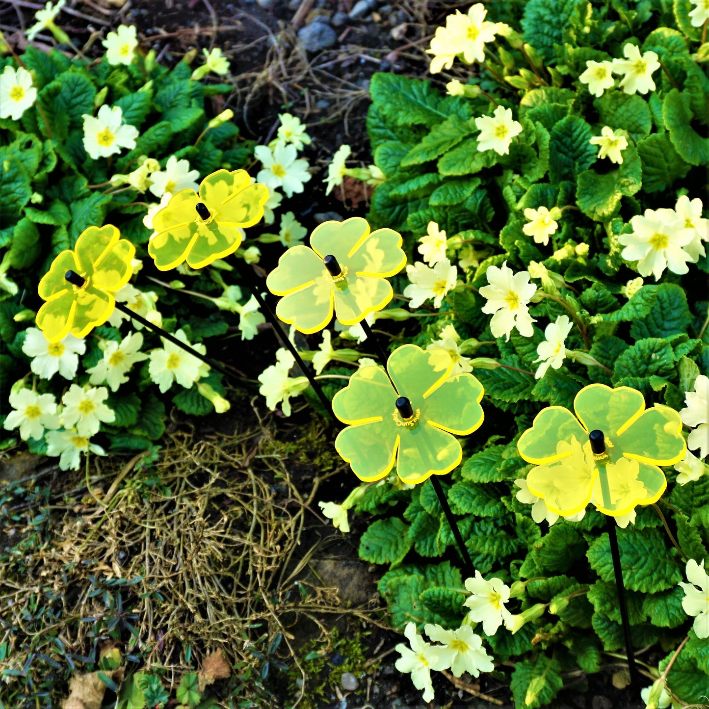 Small Garden Décor Ornaments Set of 5 'Double Blossom'
