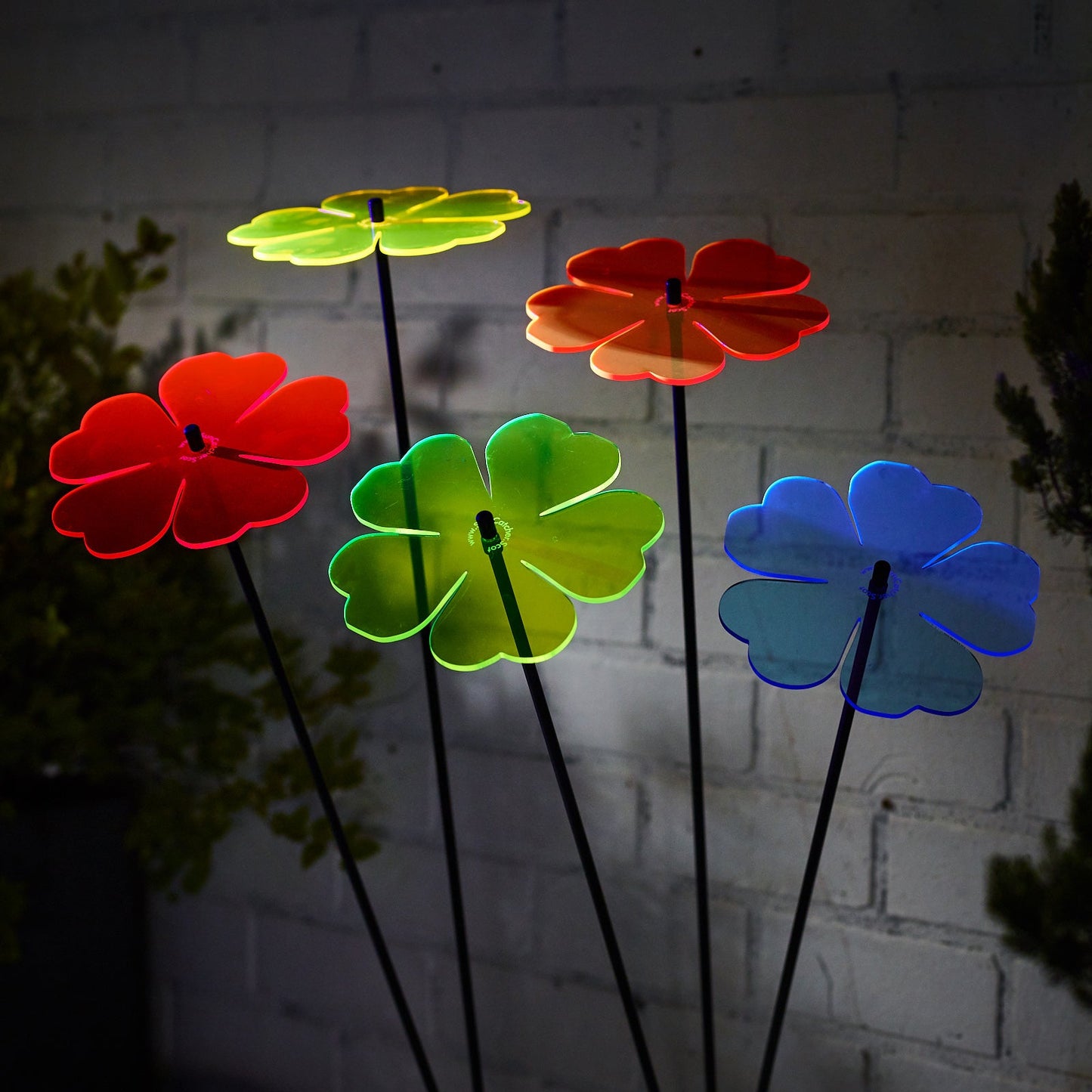 Large Garden Décor Ornaments Set of 5 'Double Blossoms'