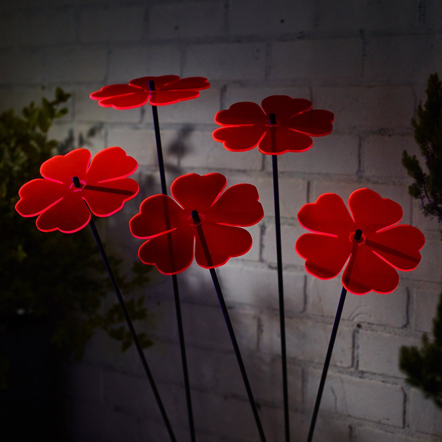 Large Garden Décor Ornaments Set of 5 'Double Blossoms'