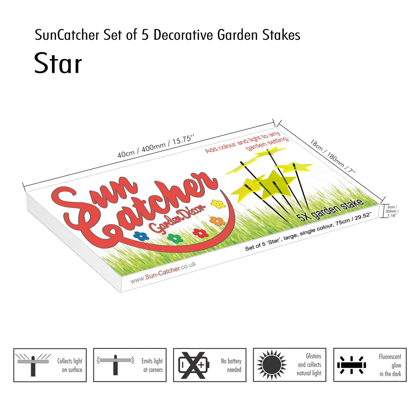 Large Garden Décor Ornaments Set of 5 'Shining Stars'