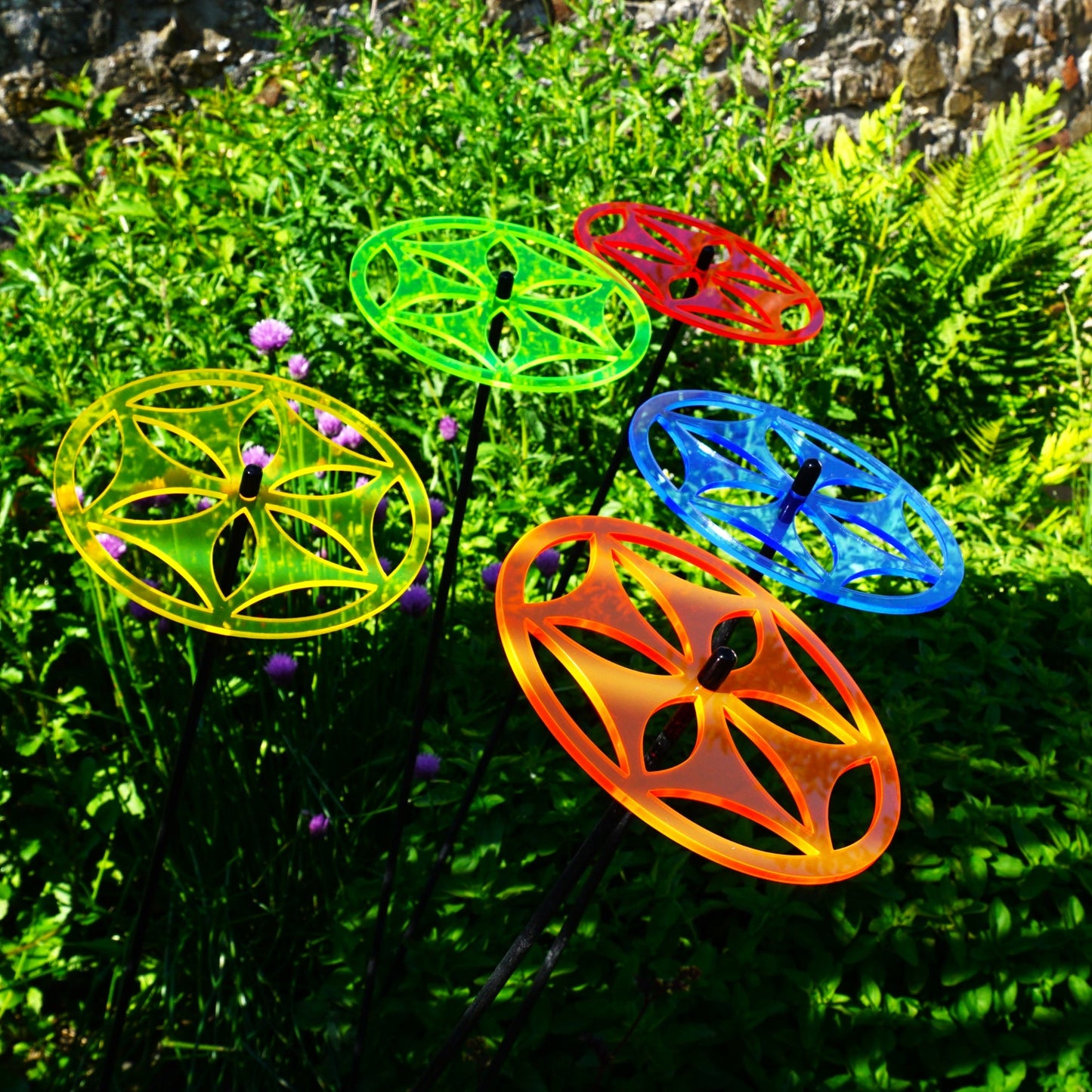 Large Garden Décor Ornaments Set of 5 'Sun Disc'