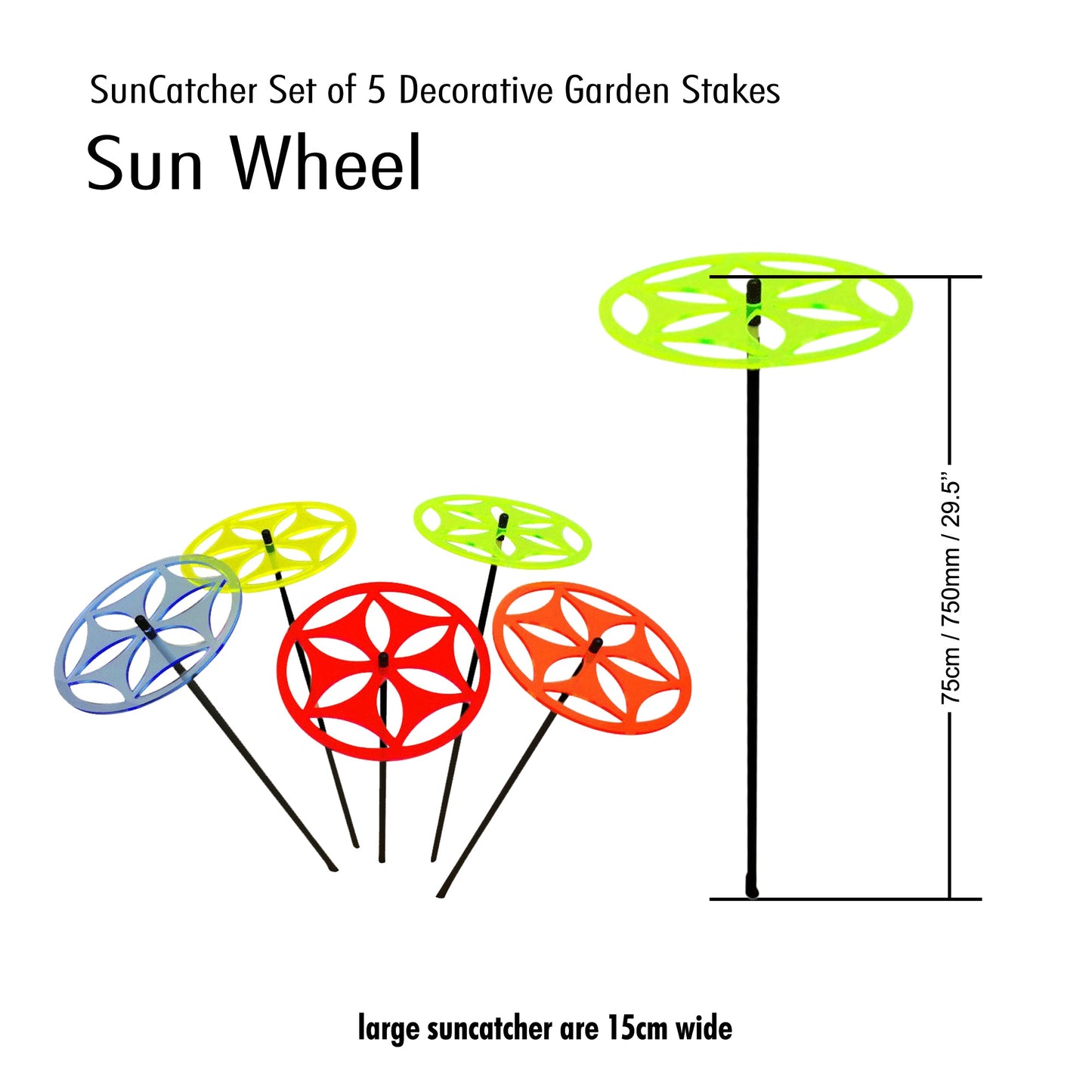 Large Garden Décor Ornaments Set of 5 'Sun Disc'