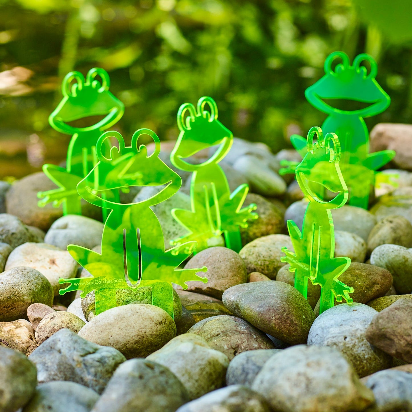 Garden Décor Ornament Stakes Set of 5 'Happy Frogs'