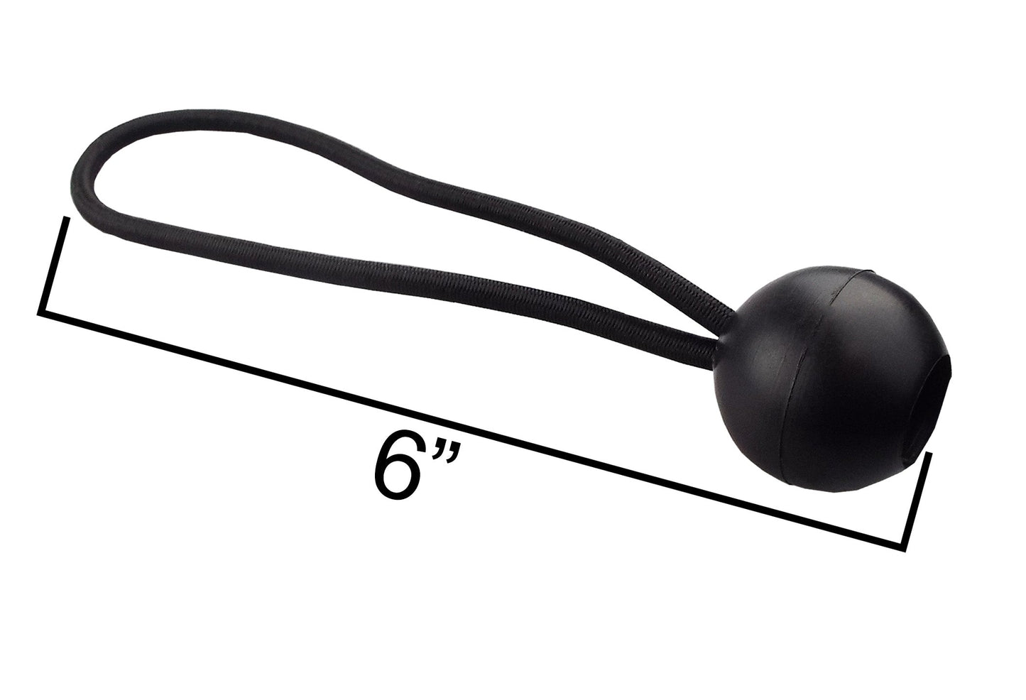 Bungee Ball 6" Black - Bungee Cords with Balls, Tarpaulin Bungee Cords, Elastic Bungee Strap - Black