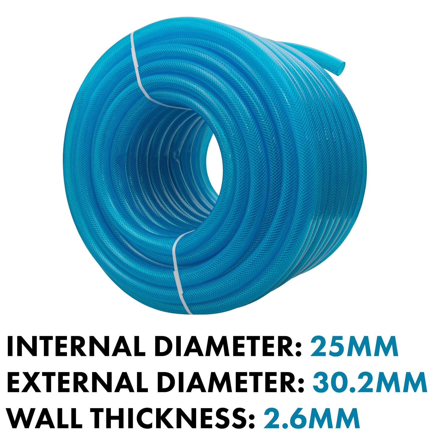 Braided Fuel Hose Blue Transparent PVC 25mm*2.6mm