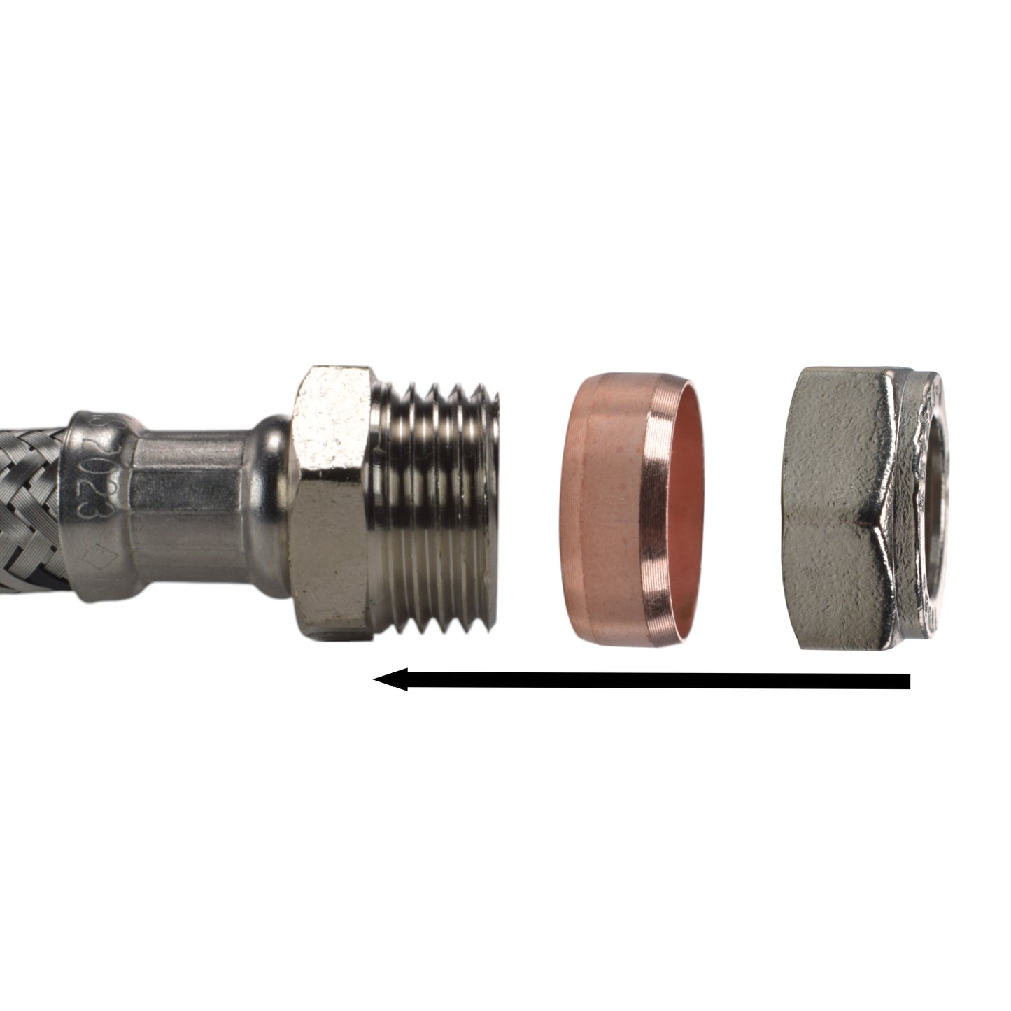 15mm Brass Compression Flexi Hose 500mm - ¾” BSPF