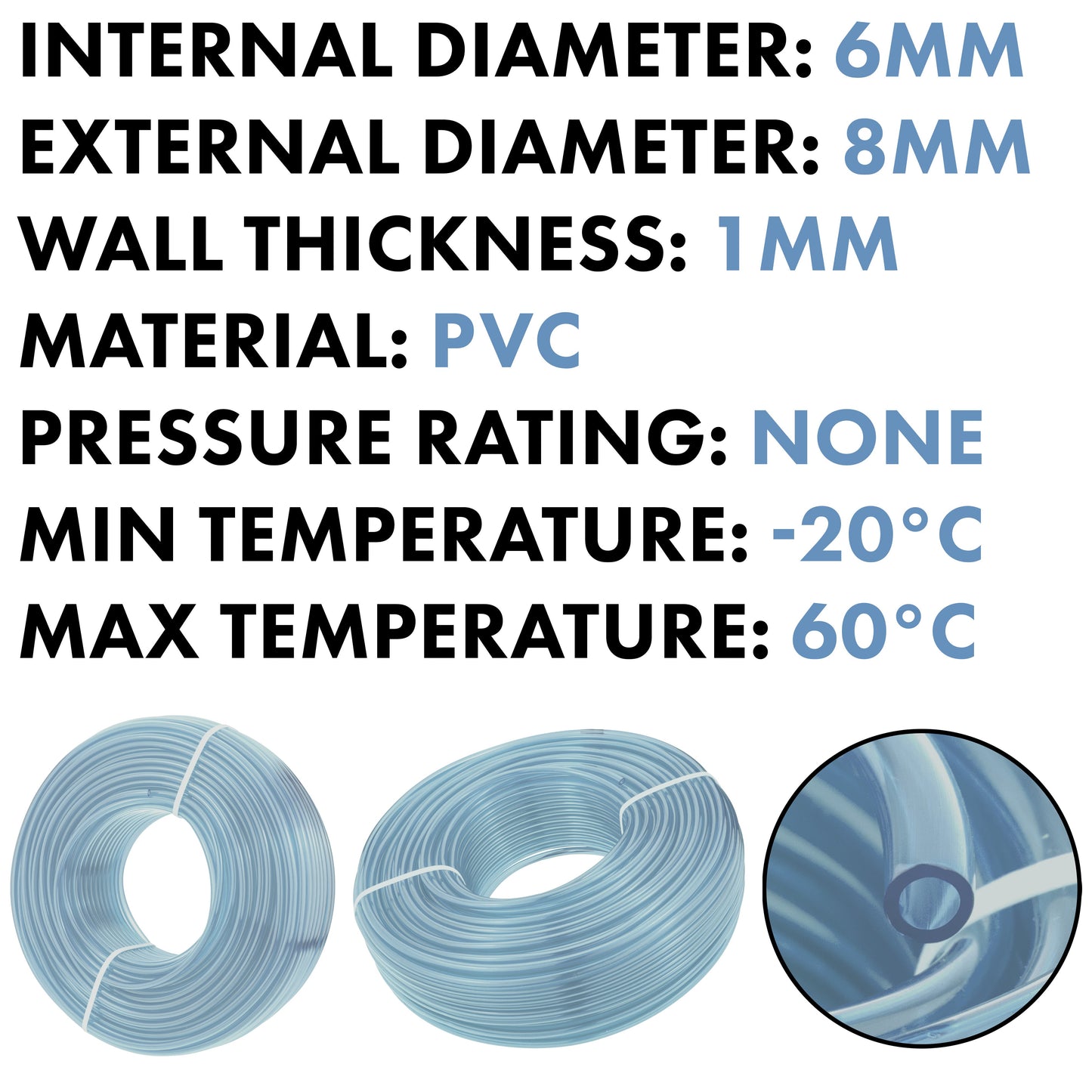 Clear PVC Pipe 6mm*8mm