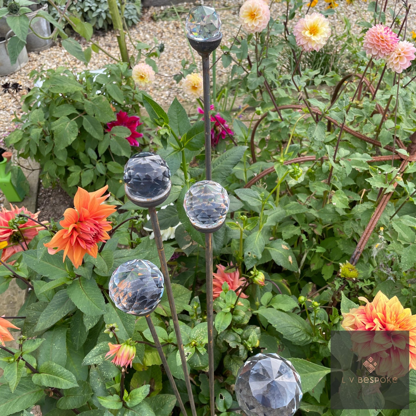 Cluster of 5 feature glass piece / garden feature. Choice of finishes.