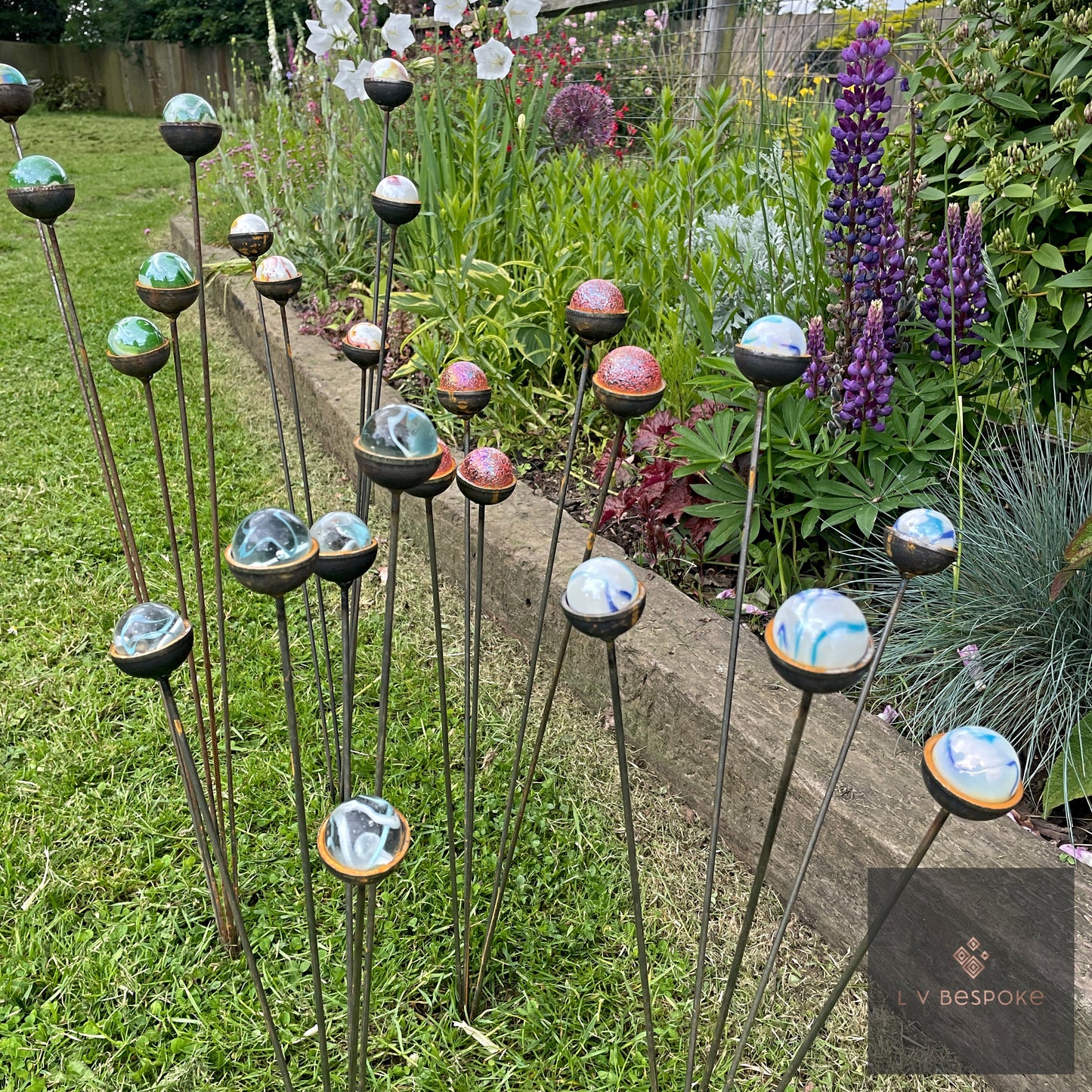 Colourful marbles Cluster of 5 - add a pop of colour to your garden!