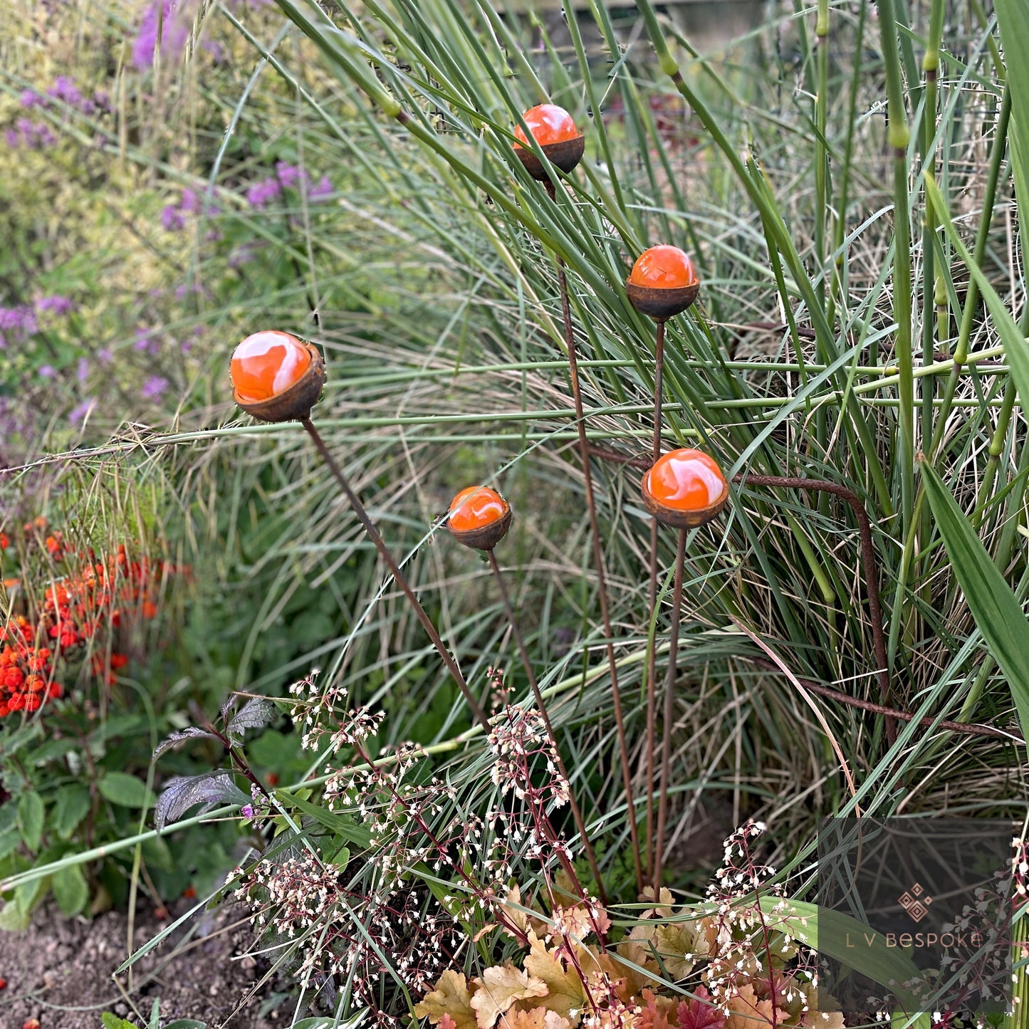 Colourful marbles Cluster of 5 - add a pop of colour to your garden!