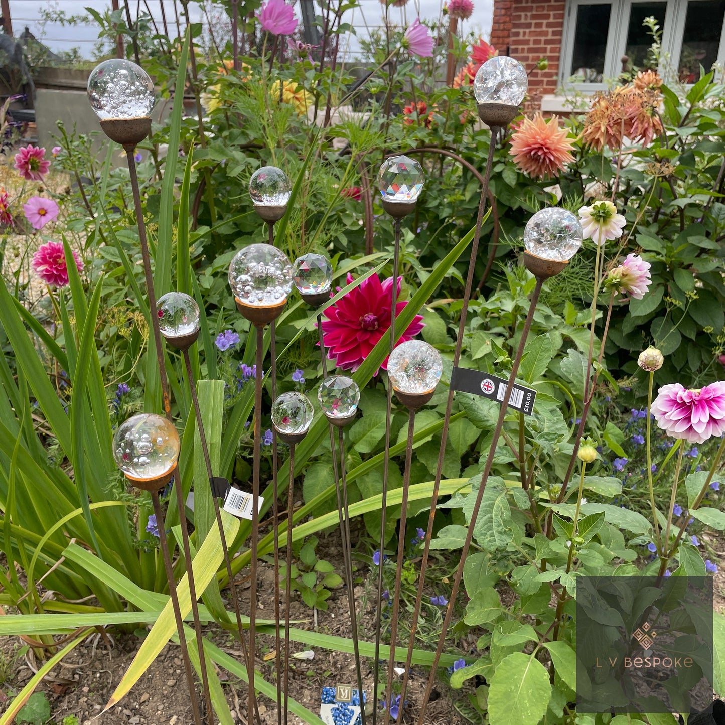 Cluster of 3 Glass/Marble Garden Feature available in a number of finishes and 2 heights