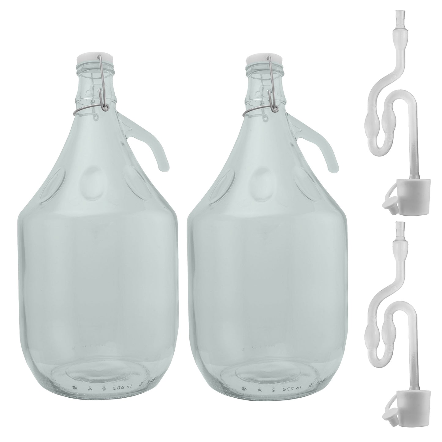 Glass Demijohn 5L 2 Pack Swing Top Cap, Airlock & Bung