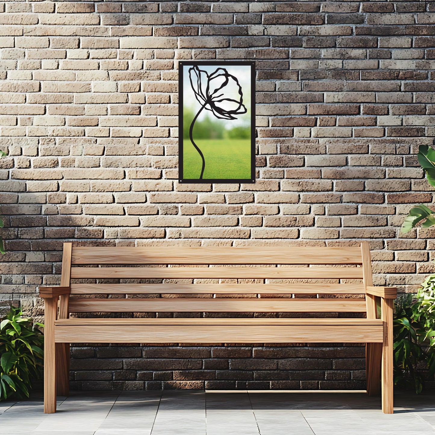 Poppy Flower, SunCatcher Garden Mirror Rectangular Design