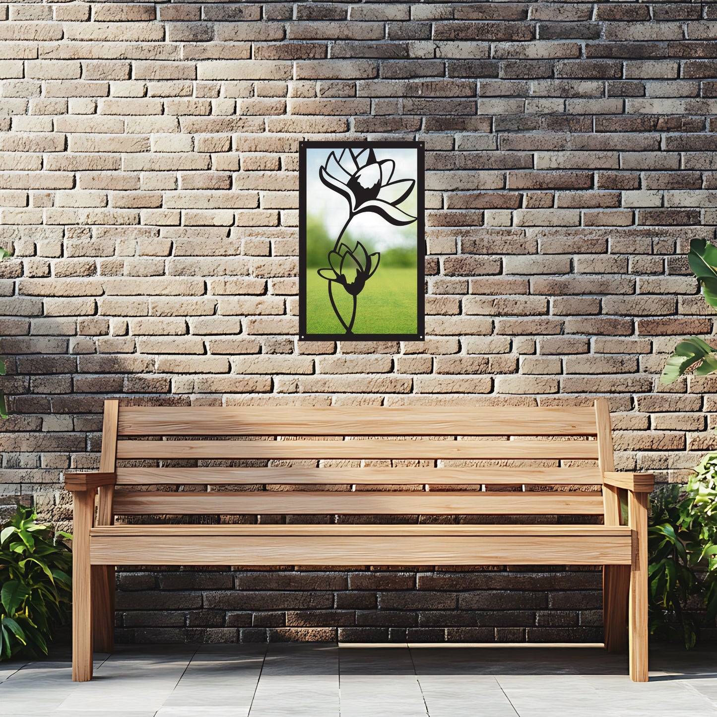 Lotus Flower, SunCatcher Garden Mirror Rectangular Design