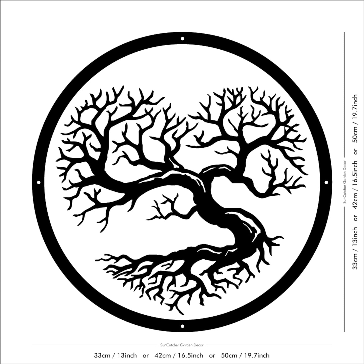 SunCatcher Garden Mirror Round Heart Shaped Tree Range of Sizes