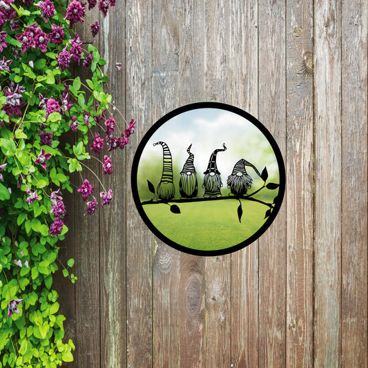 SunCatcher Garden Mirror Round Four Friendly Gonks Range of Sizes