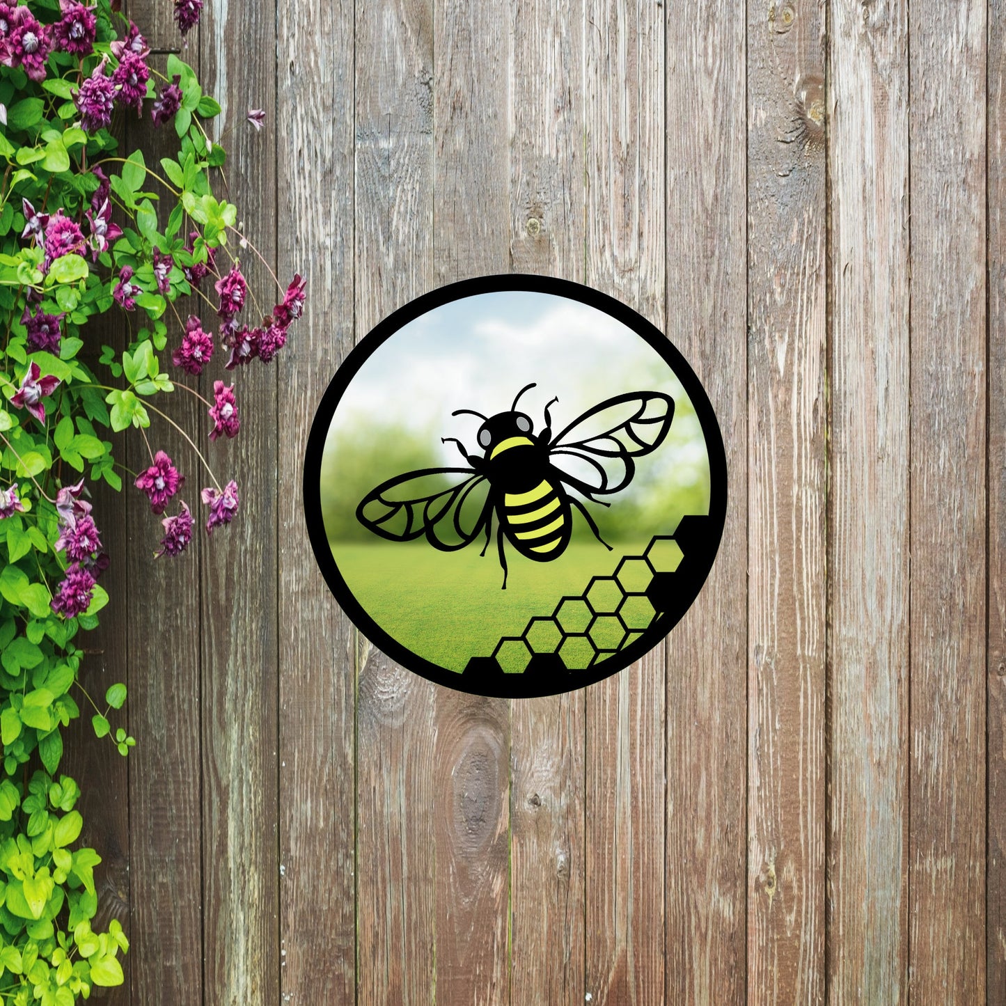 SunCatcher Garden Mirror Round Yellow Honey Bee Range of Sizes