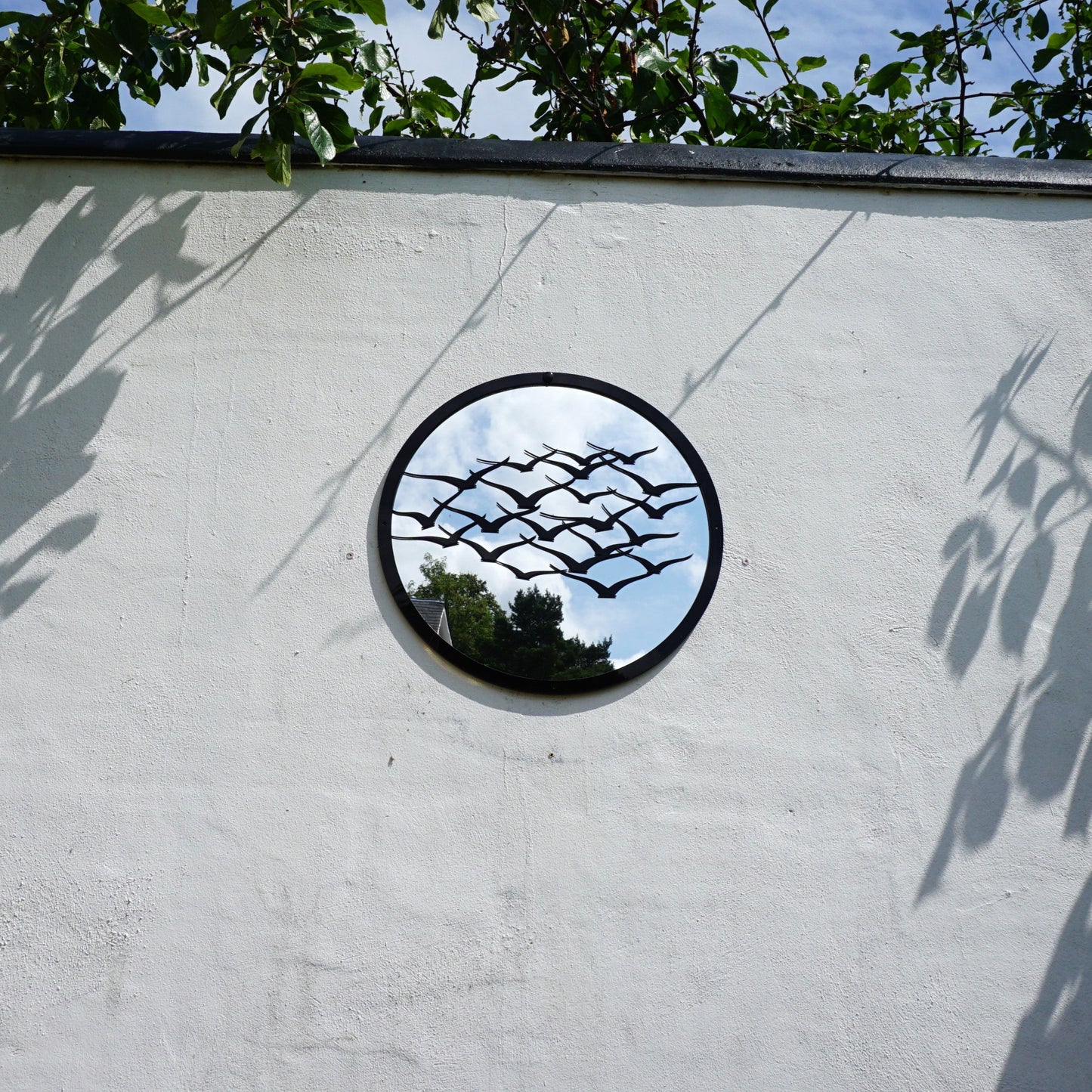 SunCatcher Garden Mirror Round Flock of Birds