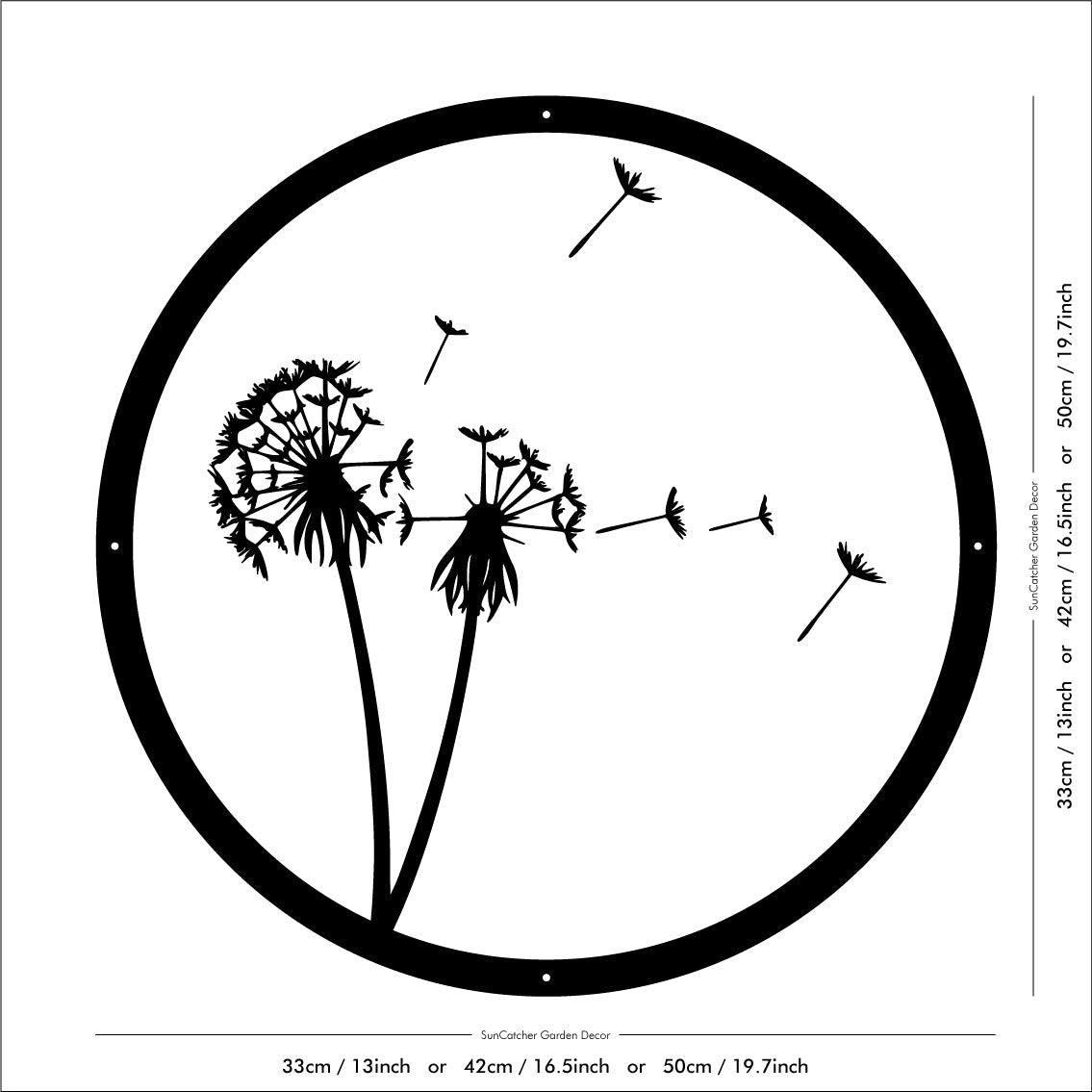 SunCatcher Garden Mirror Round Dandelions Range of Sizes