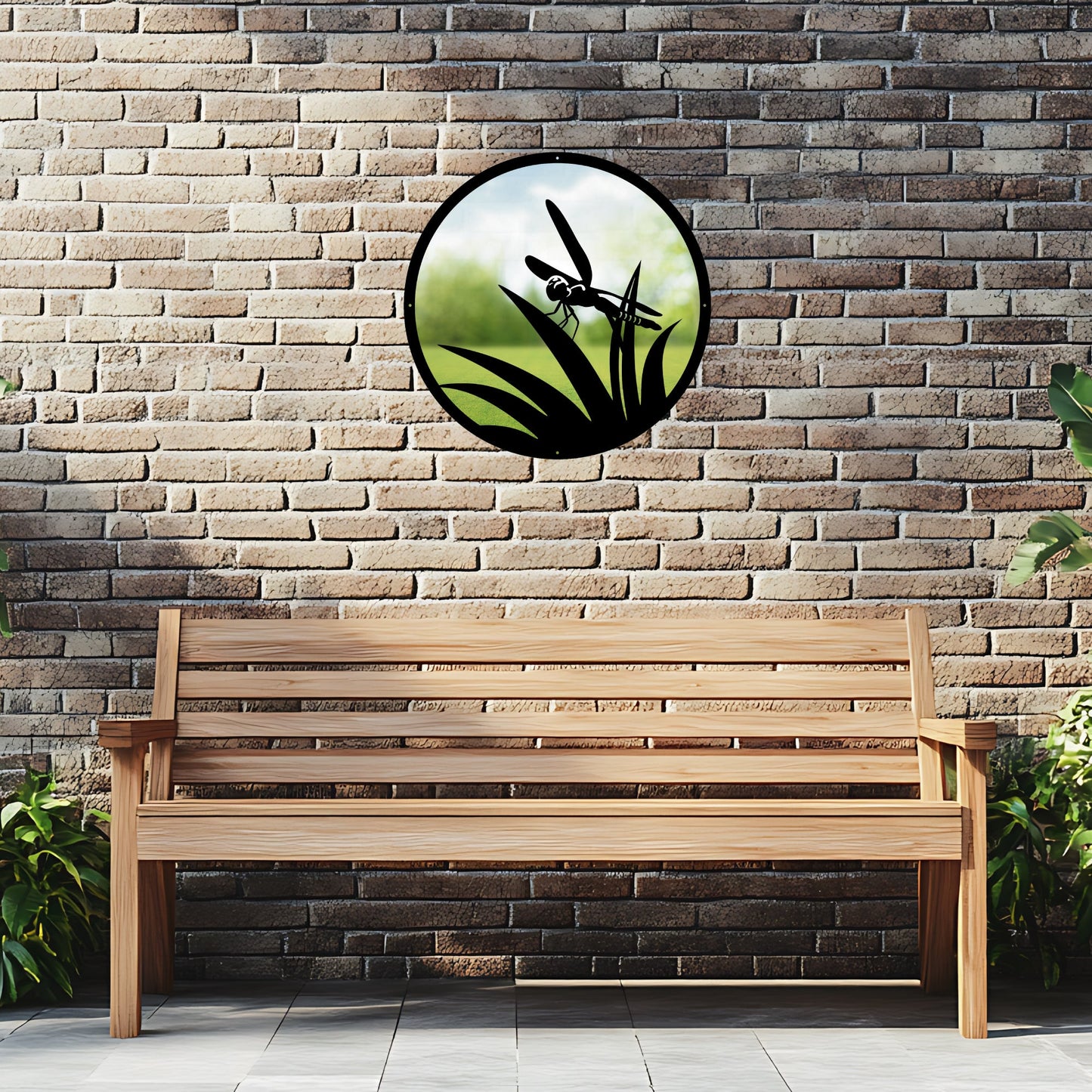 Round SunCatcher Garden Mirror Little Dragonfly