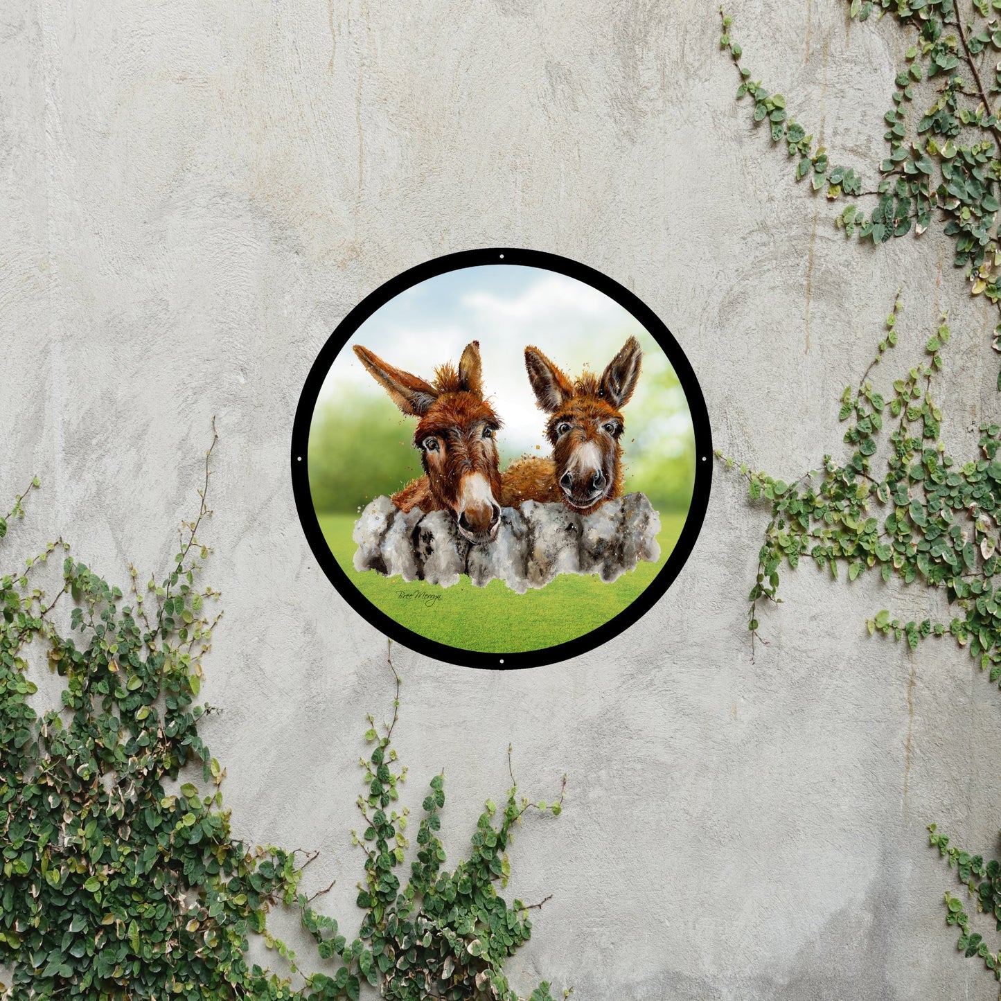 SunCatcher Garden Mirror Barney and Fred, Loveable Donkeys by Bree Merryn